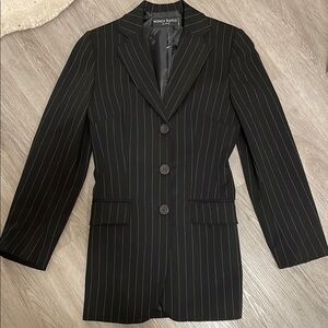 Monica Bianco Italian Wool Blazer Pinstripe Vintage Black Size 4 - fits like a 2
